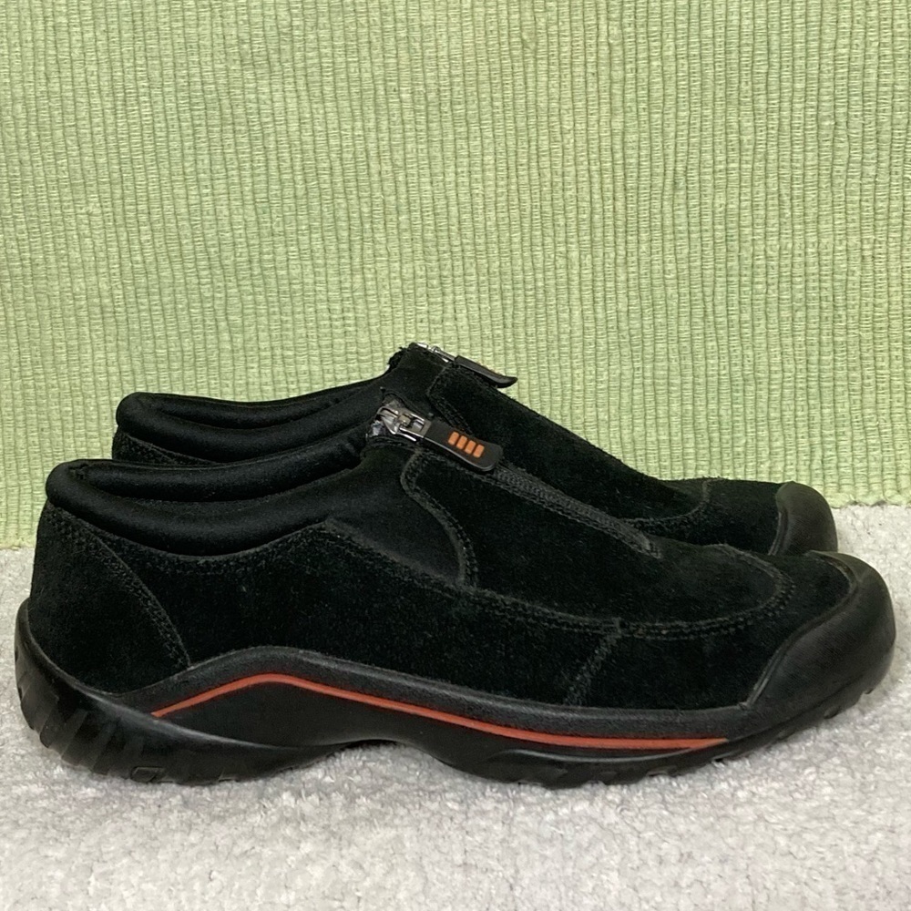 Lands' End Women's Black Suede All Weather Zip up Slip On Loafer Shoes Size 7.5B